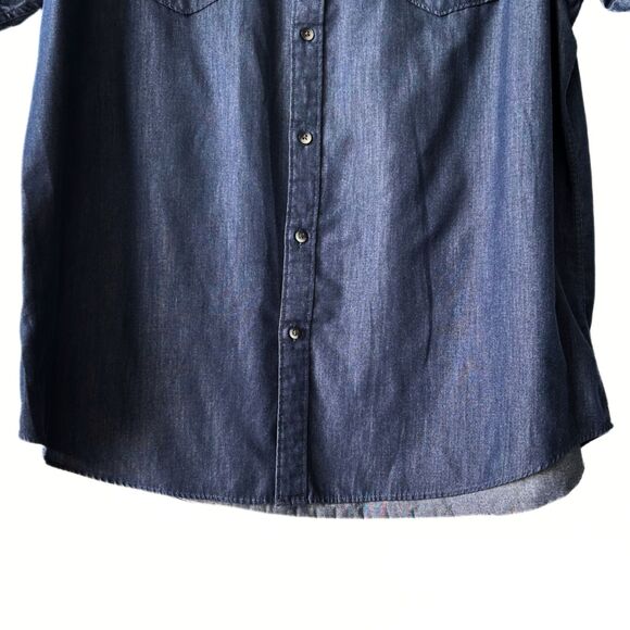 Van Heusen Button Down Denim Blue Cotton Short Sleeve Collared Shirt Men’s XL - Picture 4 of 8